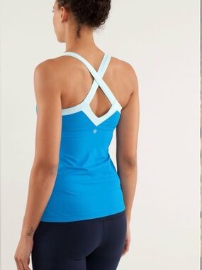 Lululemon Athletica Blue and Mint Cross-Back Tank